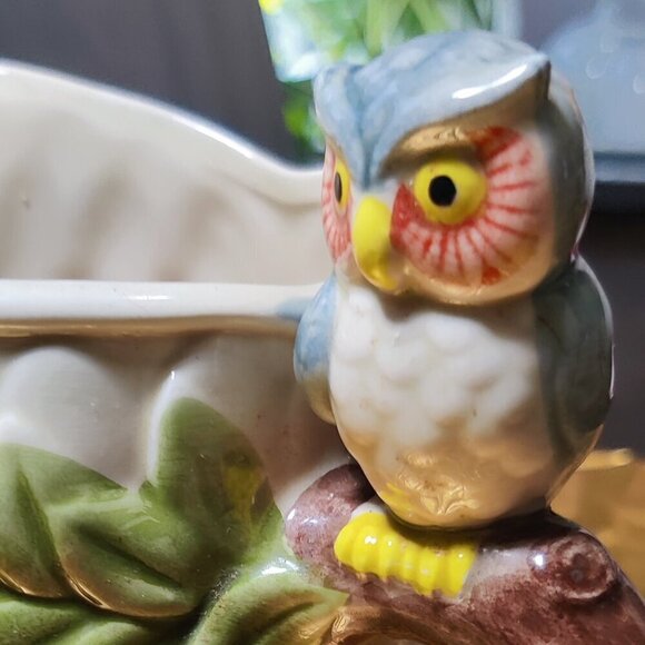 Owl on a Pot. Great conversation starter! Made in Japan & handpainted. - Picture 6 of 8